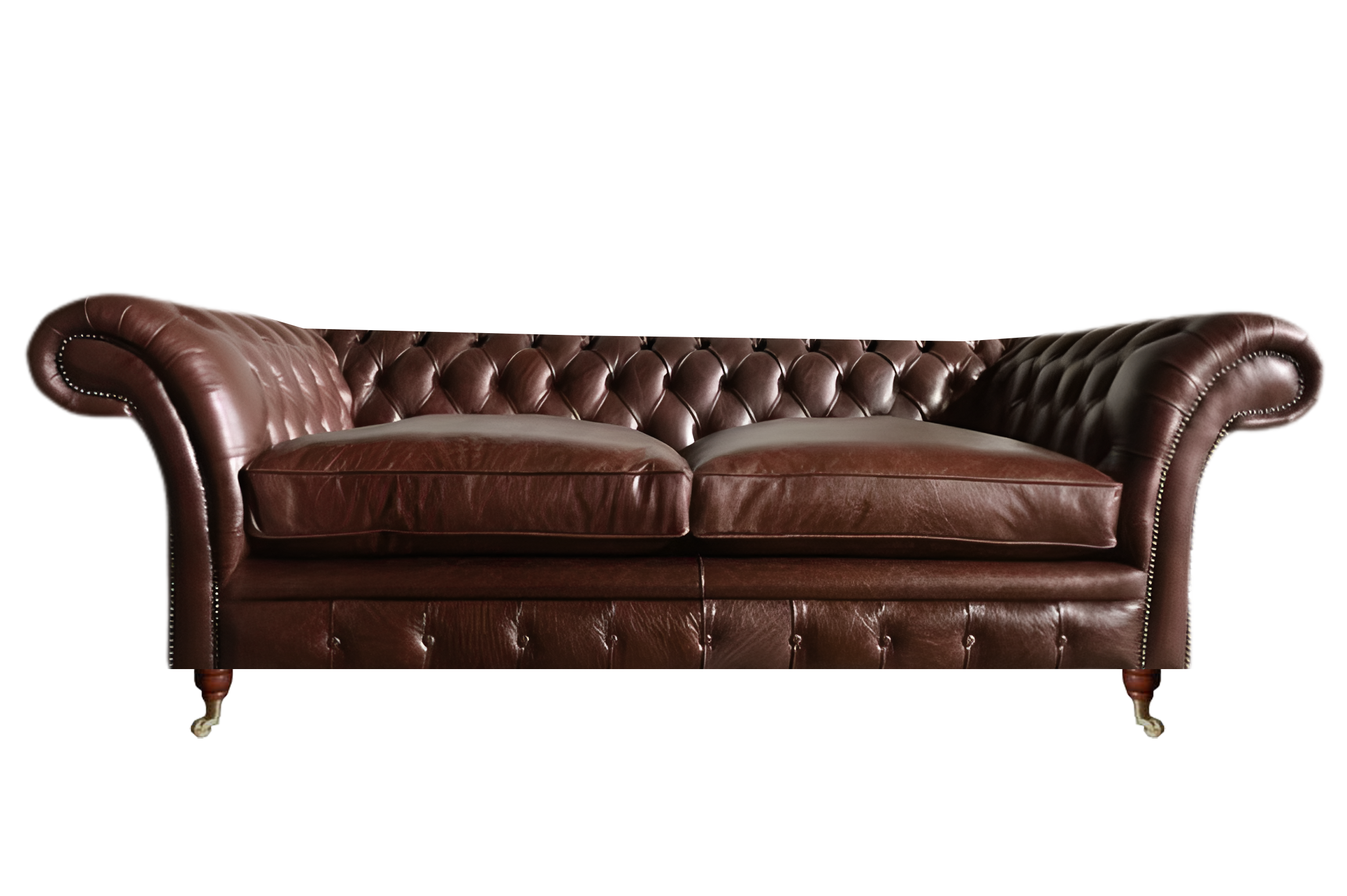Zweisitzer Sofa Couch Design Möbel Ledersofa Braun Chesterfield Wohnzimmer