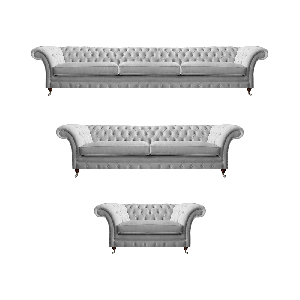 Weiße Chesterfield Couchen Designer Dreisitzer Luxus 2-Sitzer Sessel
