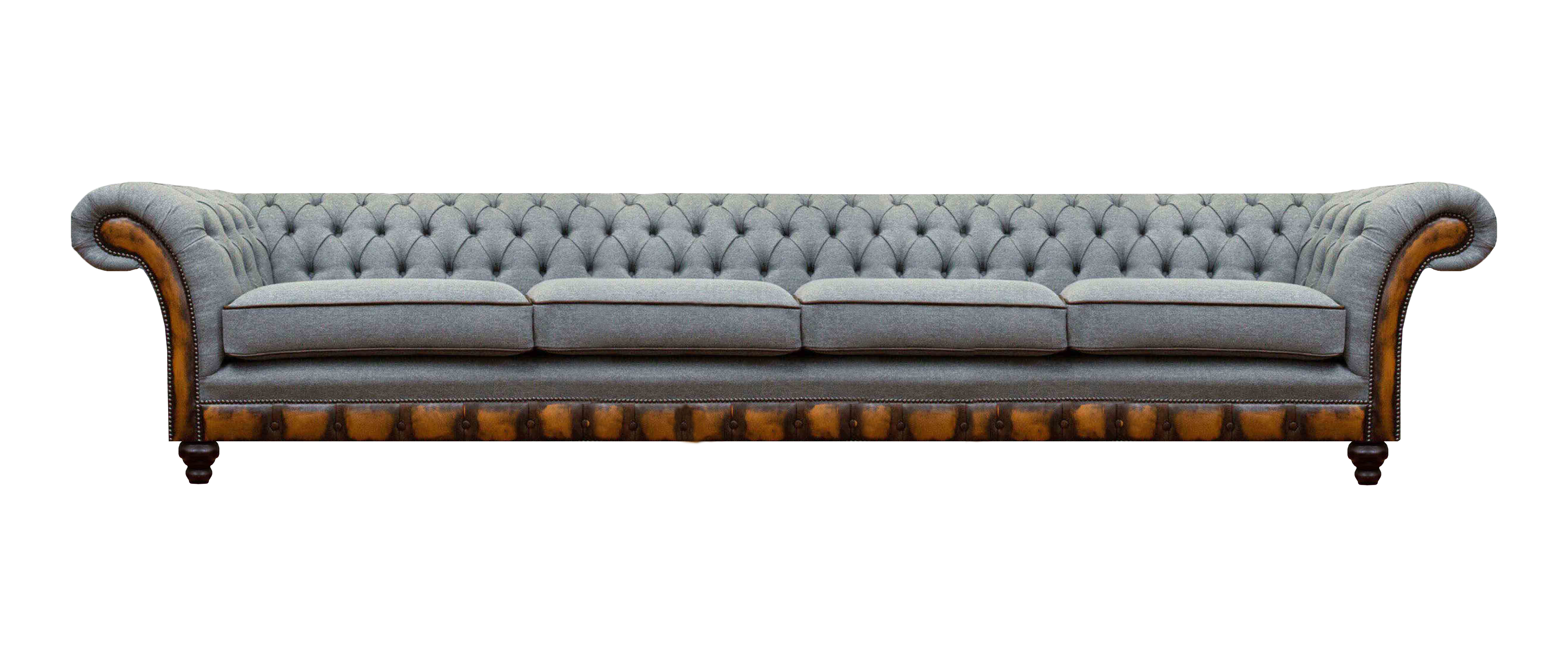 Grauer Wohnzimmer Chesterfield 4-Sitzer Luxuriöse Polstercouch Sofas
