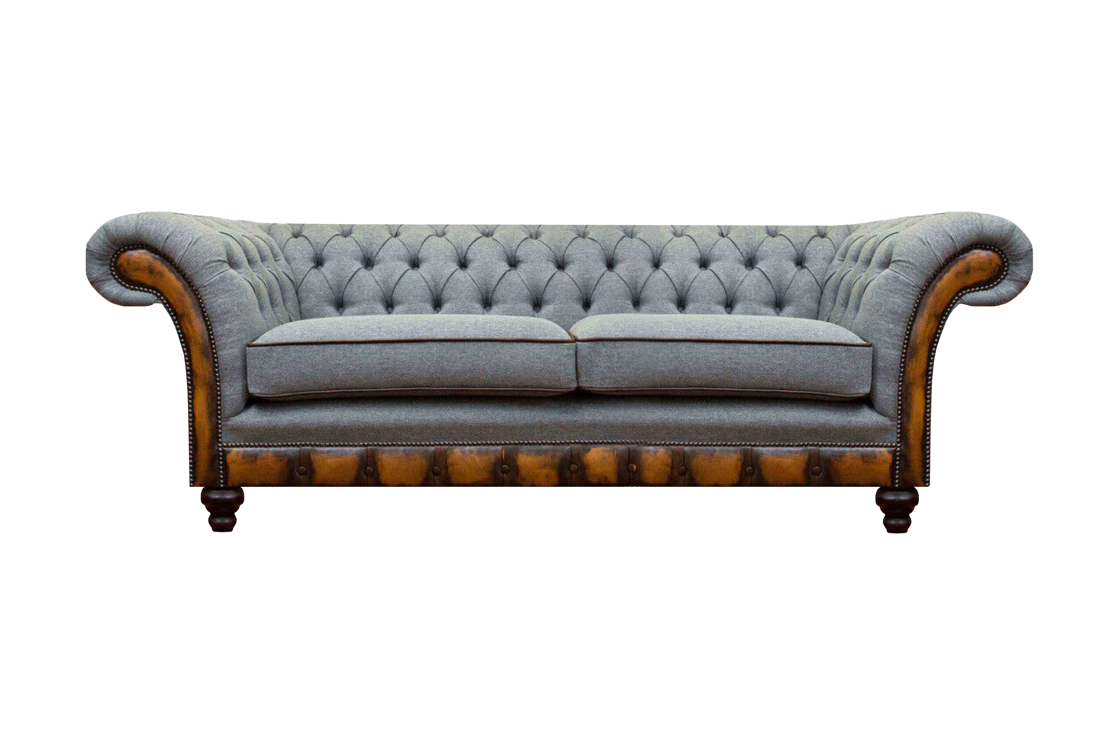 Graue Chesterfield Wohnzimmer Couch Zweisitzer Sofa Moderne Stoffsofas