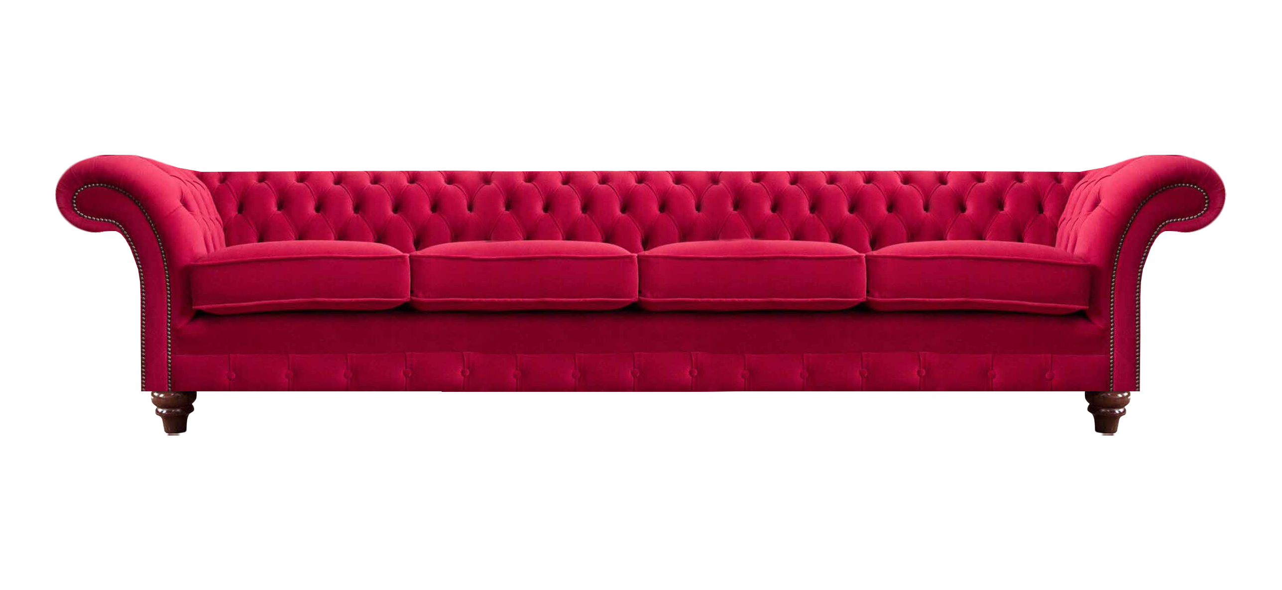 Roter Chesterfield Viersitzer Designer Polstermöbel Wohnzimmer Couchen