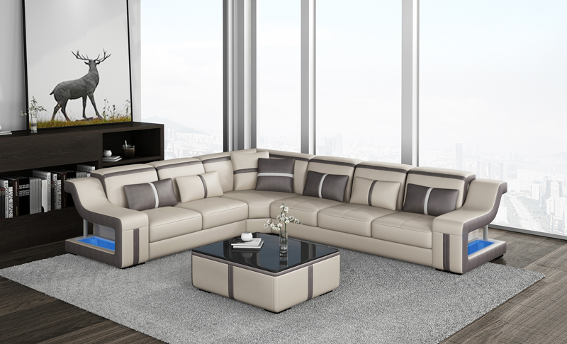 Sofa USB LED Polster Sofas Couchen Landschaft Möbel Sitz Eck Garnitur L Form Neu