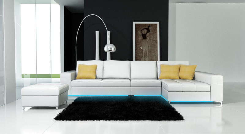 Ledersofa Sofa Couch USB Wohnlandschaft Ecksofa Garnitur Design Modern Neu K5005