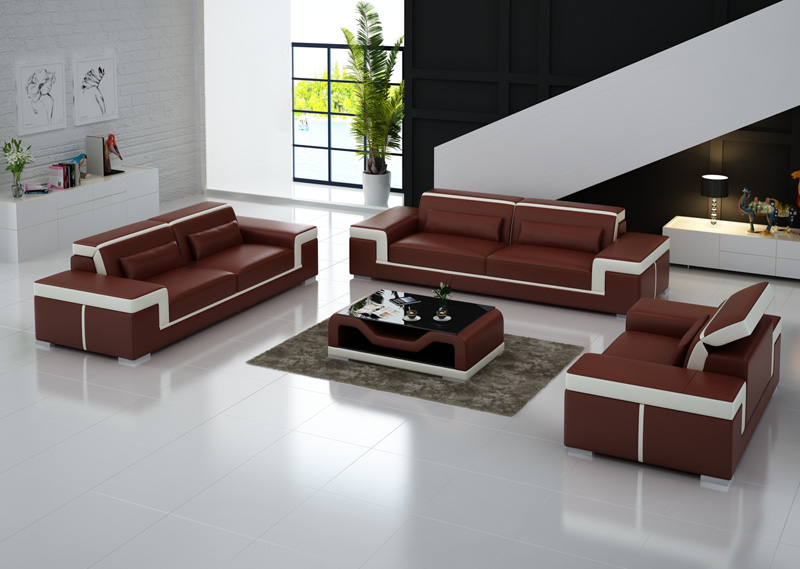 Ledersofa Couch Wohnlandschaft 3+2+1 Sitzer Garnitur Sofagarnitur Sofa mit USB