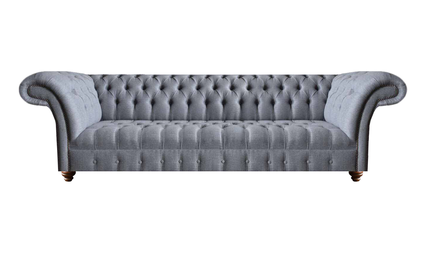 Sofa Viersitzer Couch Grau Polster Stoff Polstermöbel Chesterfield Sofas