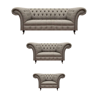 Komplett Möbel Sofagarnitur 3+2+1 Sitzer Wohnzimmer Grau Textil