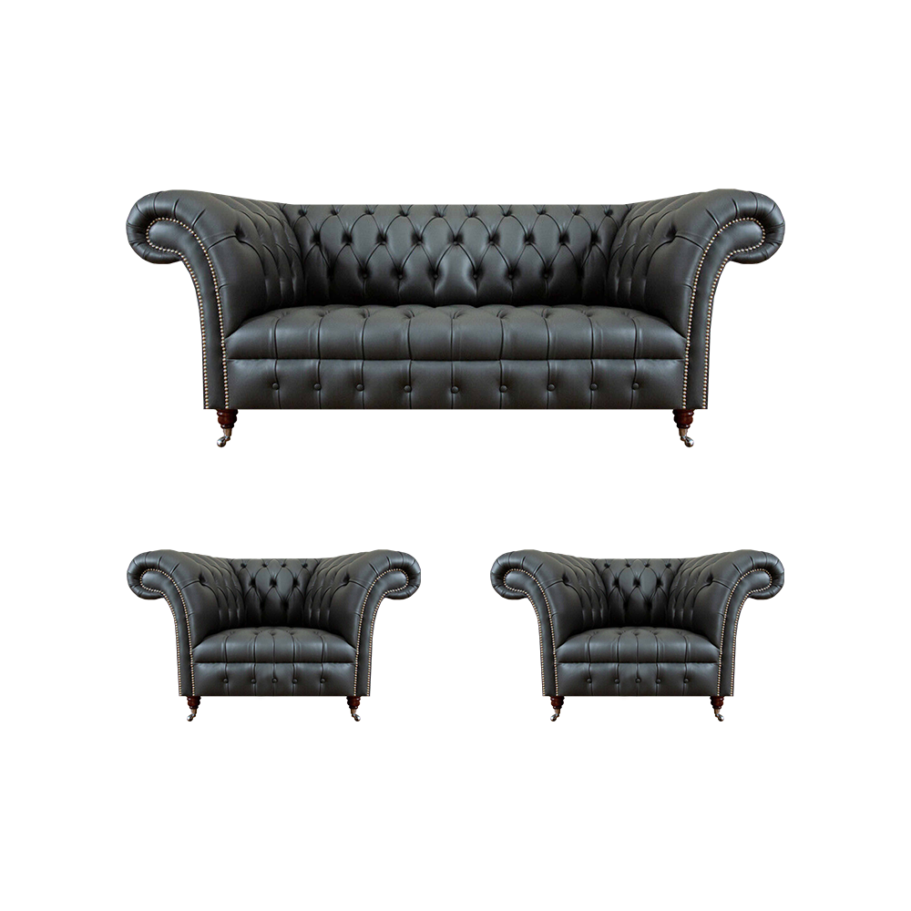 Möbel Ledersofas Komplett Sofagarnitur 3tlg Wohnzimmer Chesterfield