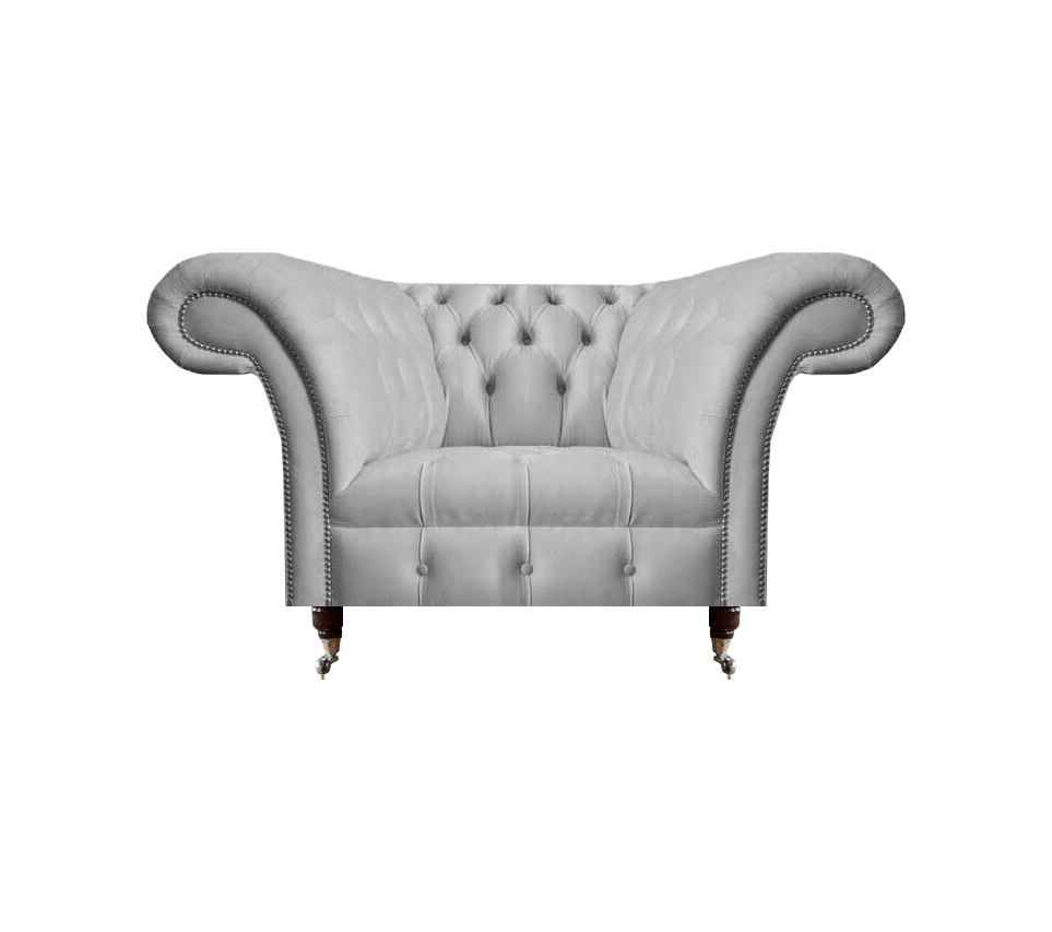 Sessel Grau Polstermöbel Chesterfield Textil Möbel Wohnzimmer Sitz