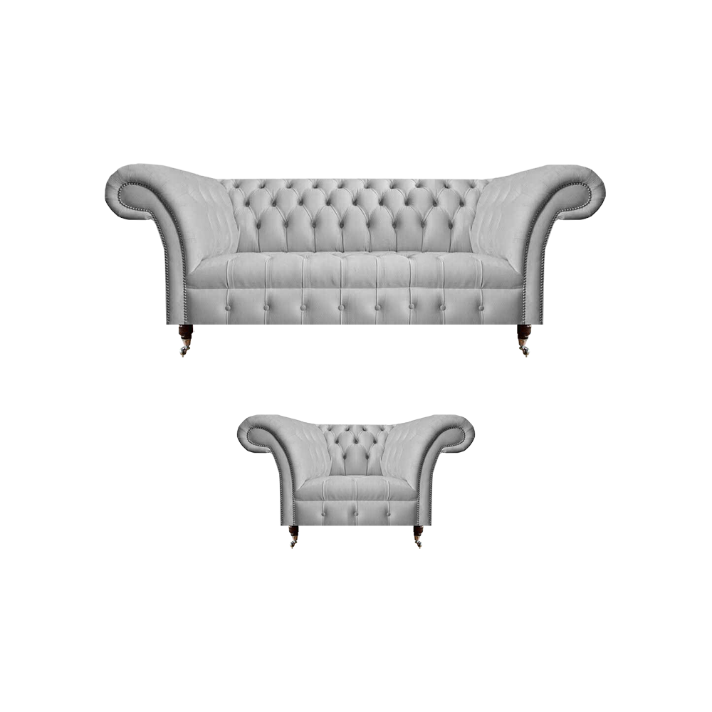 Sofas Komplett 2tlg Polstermöbel Grau Sessel mit Sofa Dreisitzer Couch