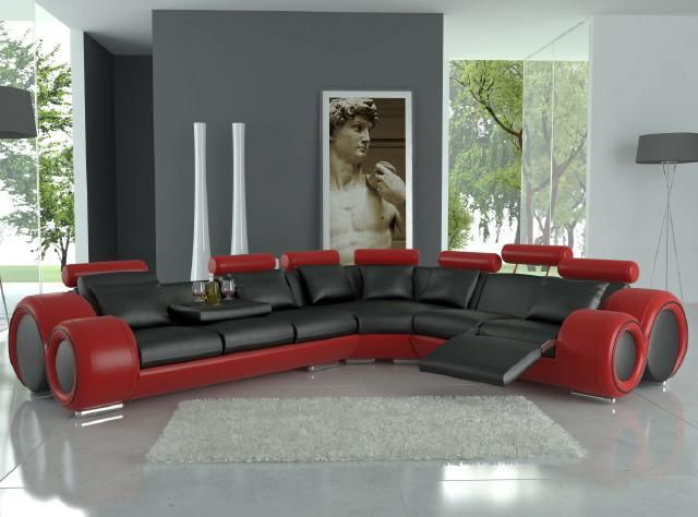 LEDER SOFA LEDERCOUCH ECKSOFA WOHNLANDSCHAFT SCHWARZ WEIß ECKCOUCH DESIGN SOFA