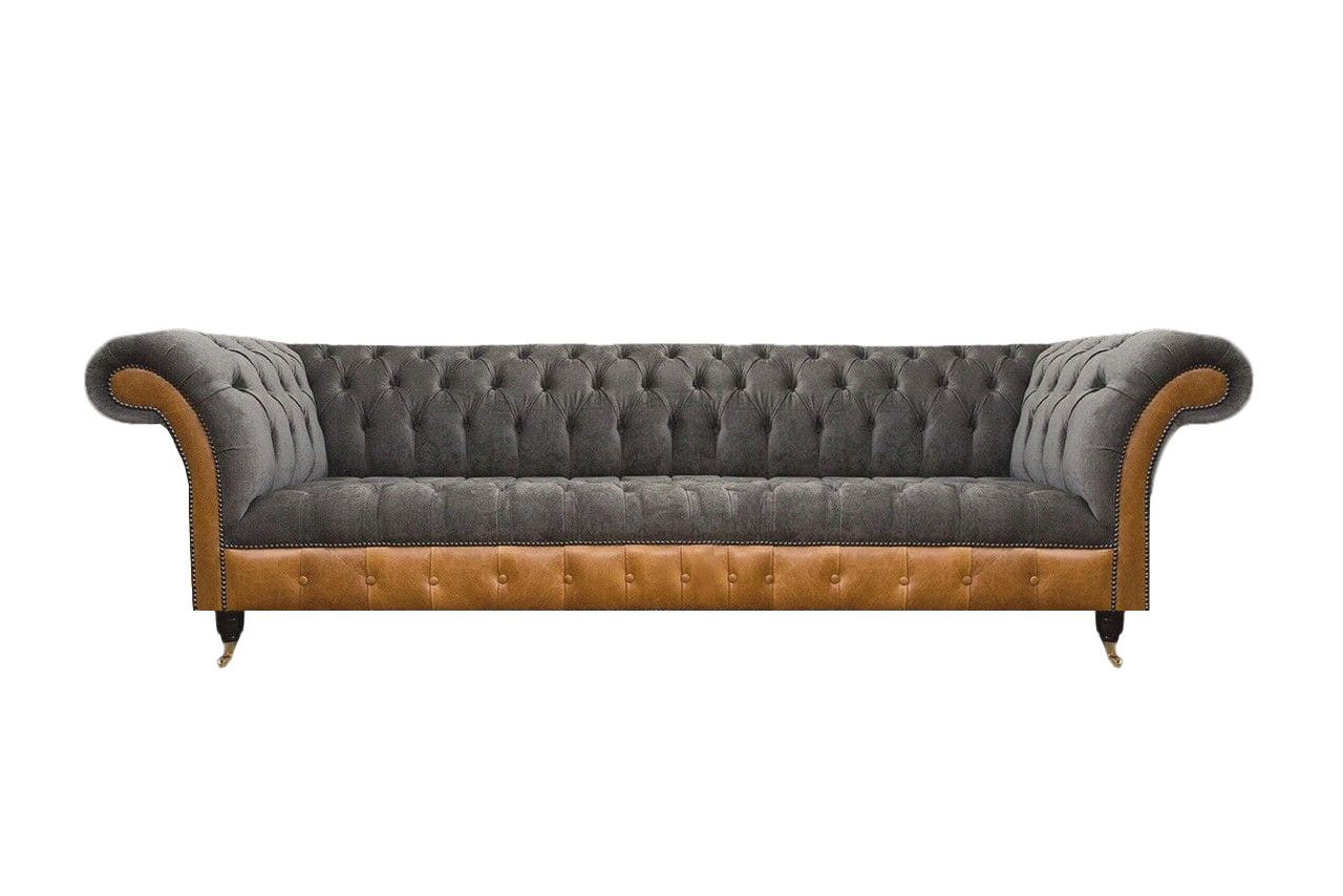 Luxuriöser Chesterfield 4-Sitzer Designer Viersitzer Textil Couch Sofas