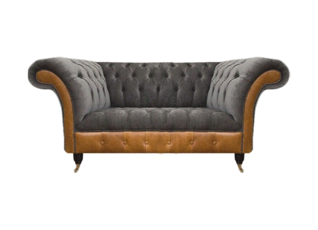 Grauer Exklusiver Chesterfield Zweisitzer Komfortable Textil Edle Sofas
