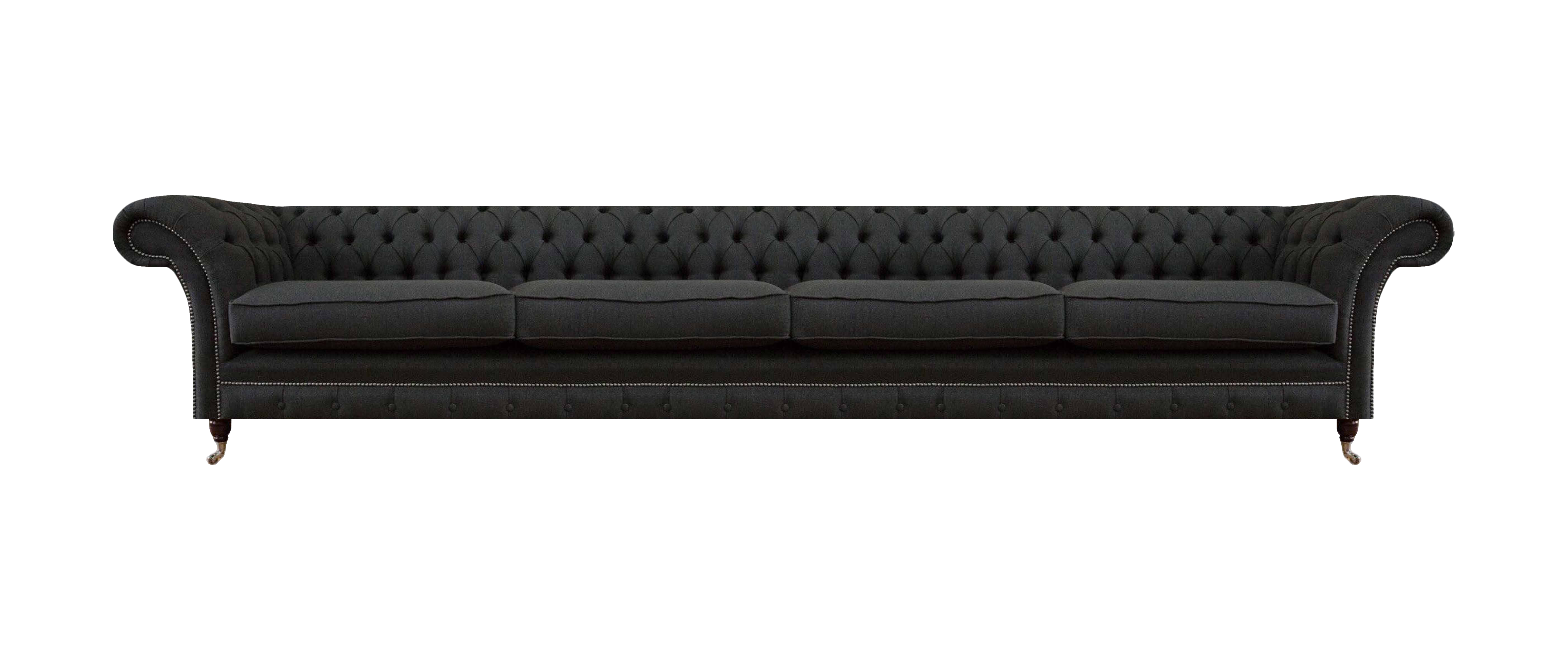 Stilvolle Chesterfield Luxuriöse Sitzmöbel Schwarzer Textil Viersitzer