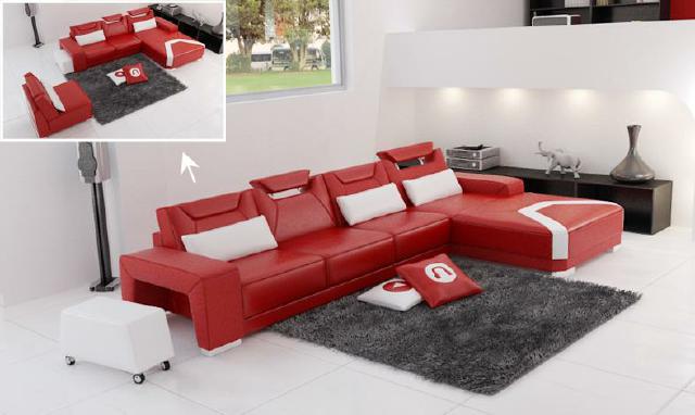 Wohnlandschaft Polster Ecke Eck Sofa Couch Garnitur Landschaft Leder PH739B