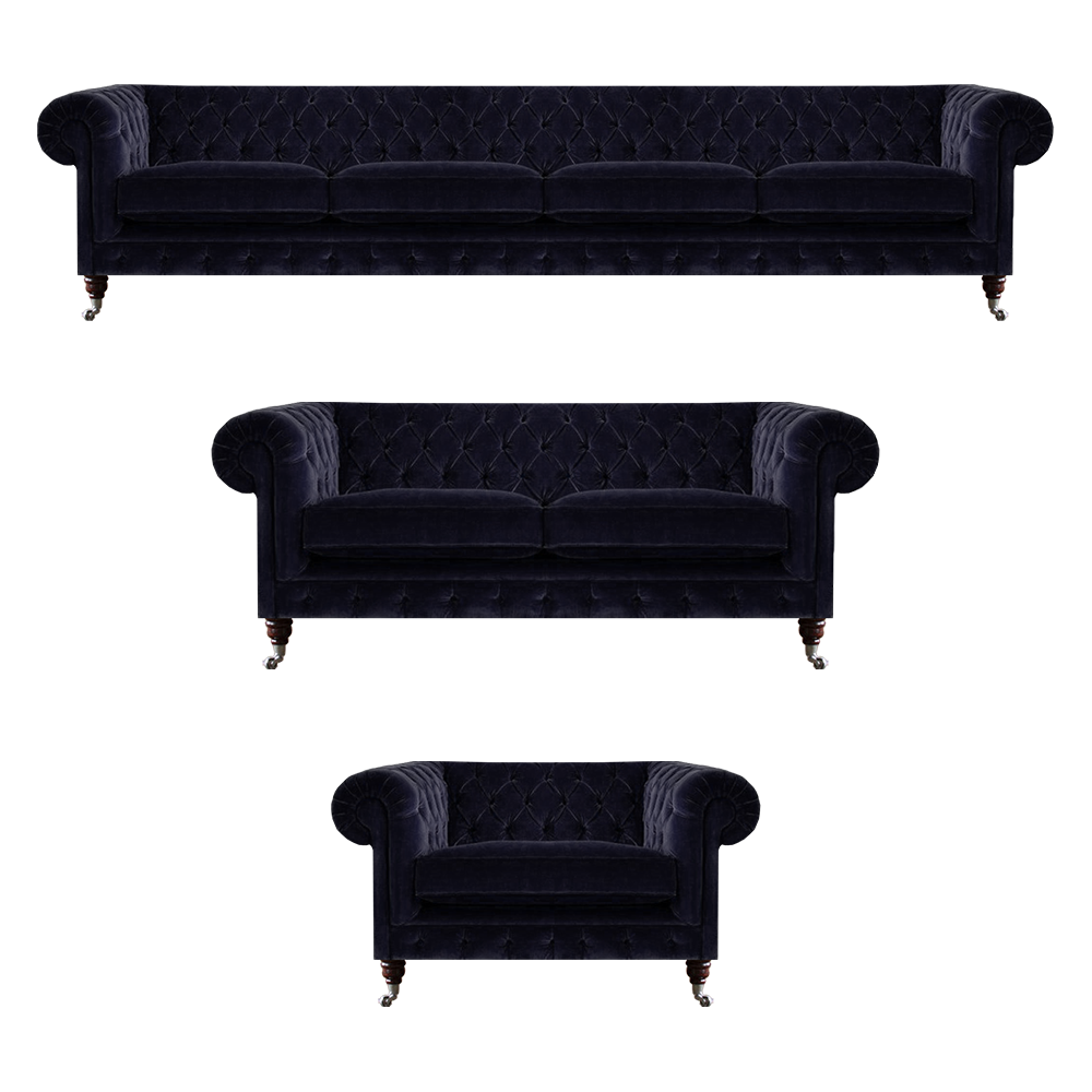 Luxuriöse Blaue Chesterfield Couchen Exklusiver 4-Sitzer Polstersessel