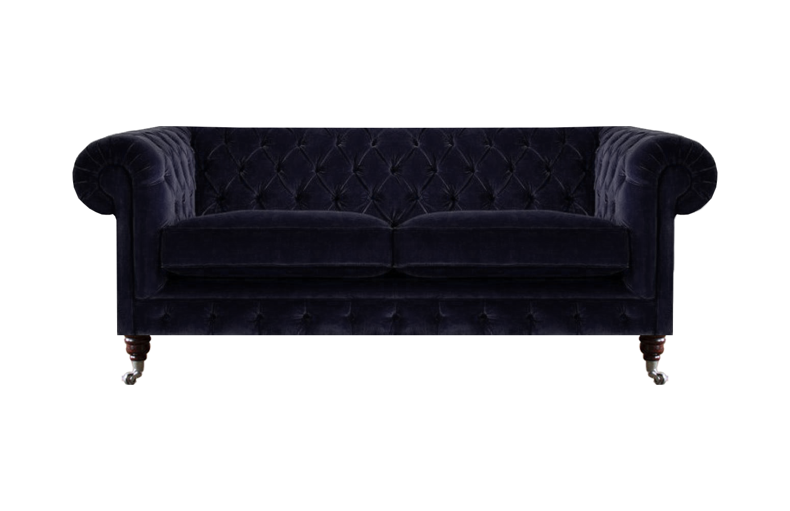 Dunkelblauer Chesterfield Zweisitzer Wohnzimmer Edles Stoffsofa Couch