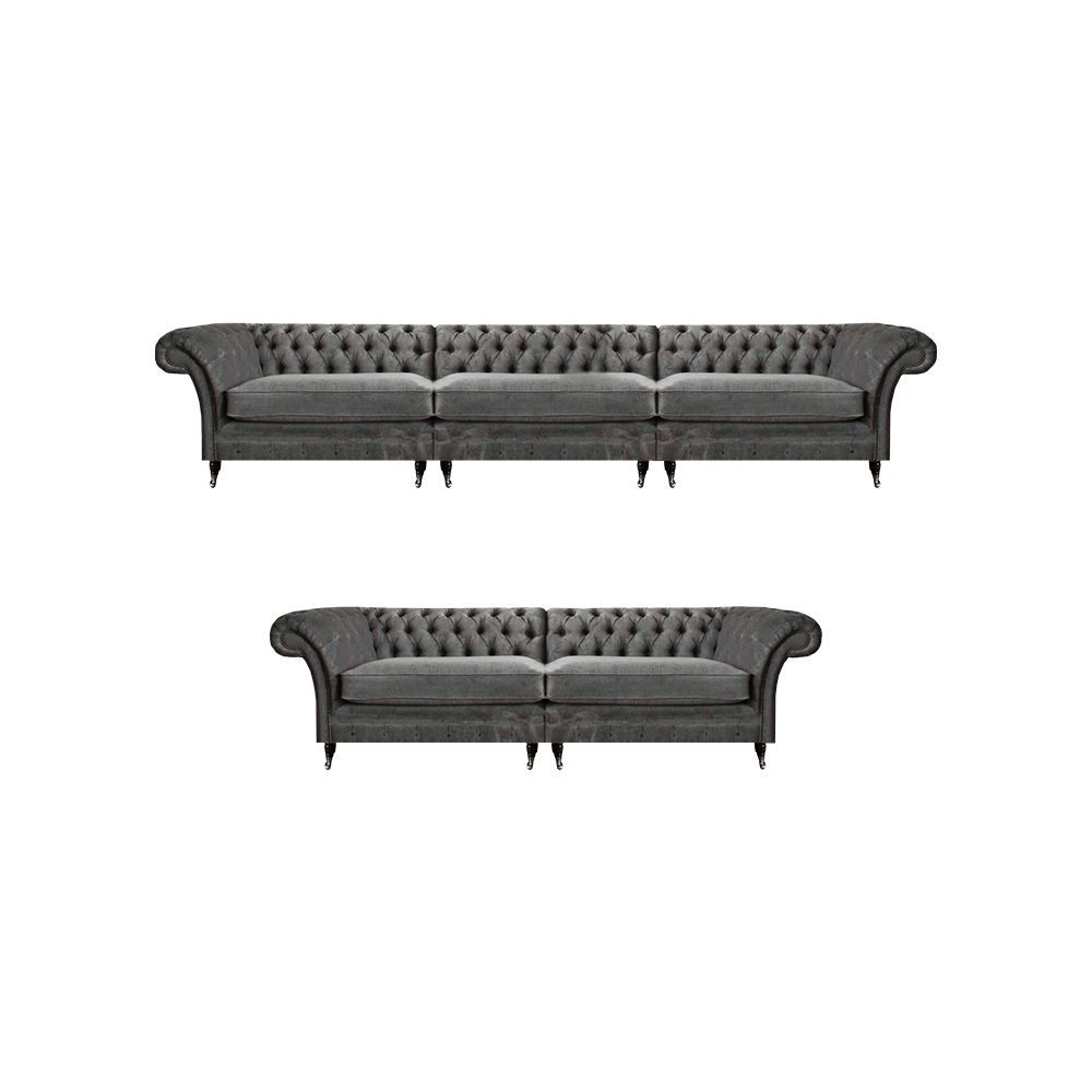 Edle Graue Chesterfield Sofas Exklusive Wohnzimmer Couchen Polster Möbel