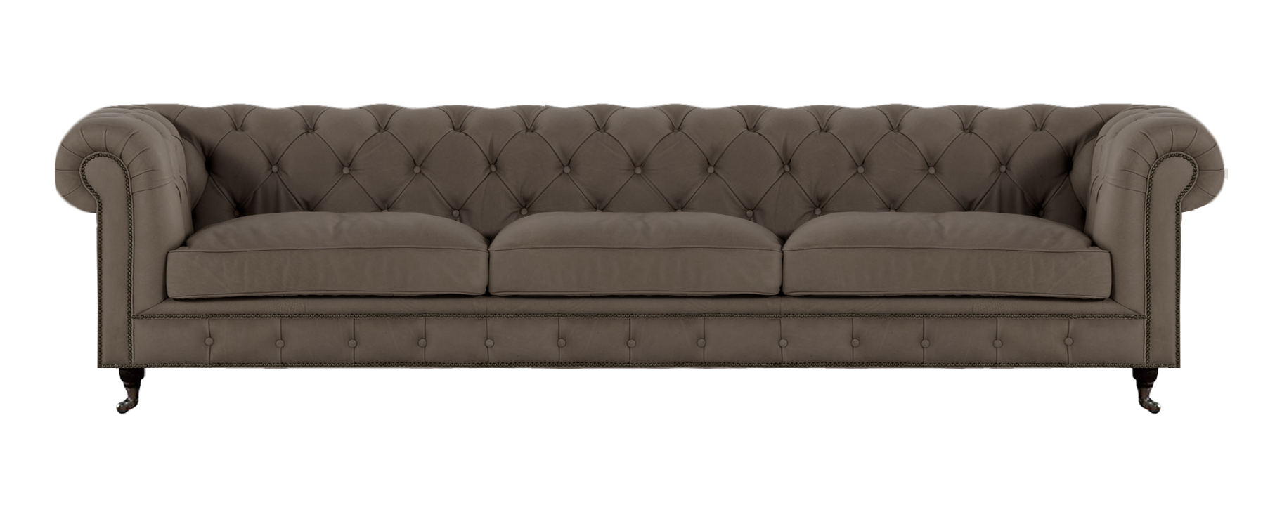 Dreisitzer Sofa Couch Polstermöbel Grau Textil Polstermöbel Chesterfield