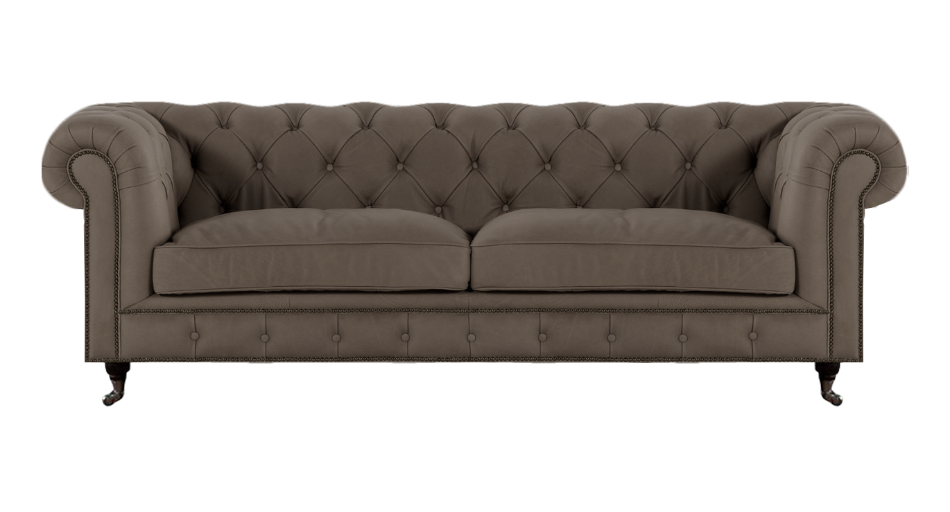 Polstermöbel Chesterfield Zweisitzer Sofa Couch Textil Grau Wohnzimmer