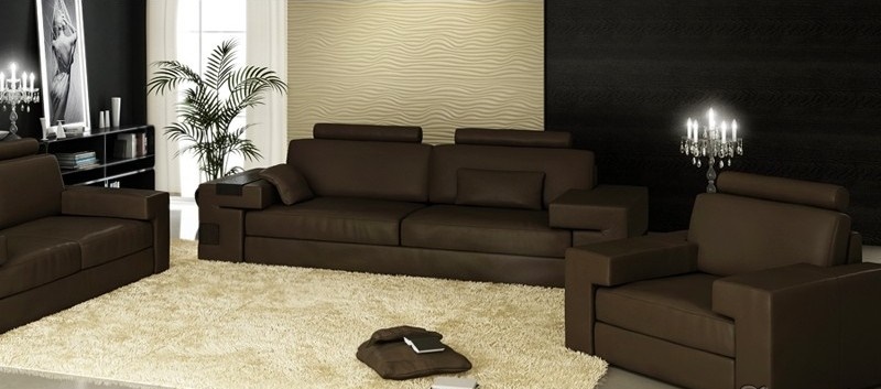 Ledersofa Sofagarnitur 3+2+1 Couch Sitz Polster Sofa Garnitur Set Nassau Braun