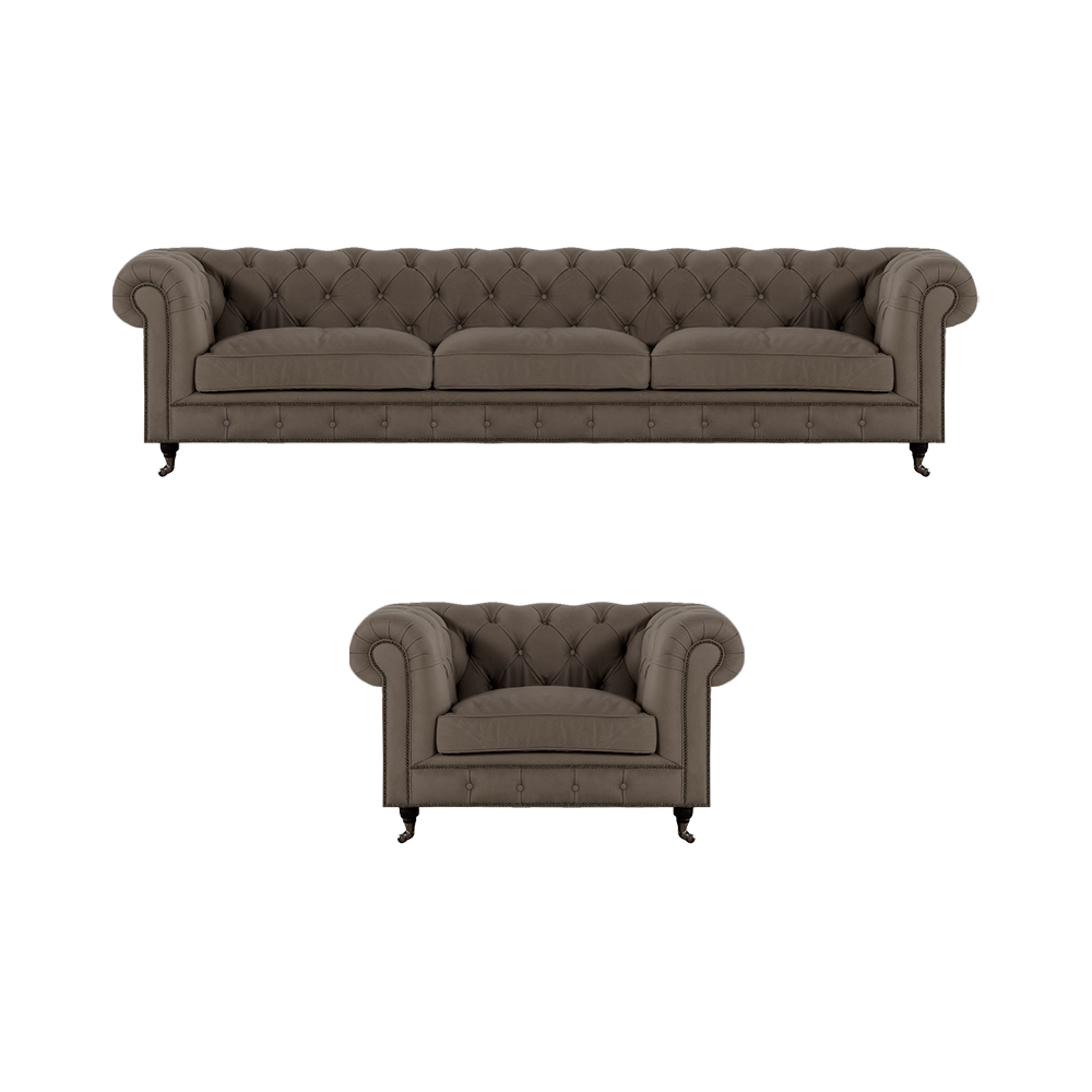 Hellgraue Chesterfield Polstermöbel Edle Textil Couchen Luxus Sessel