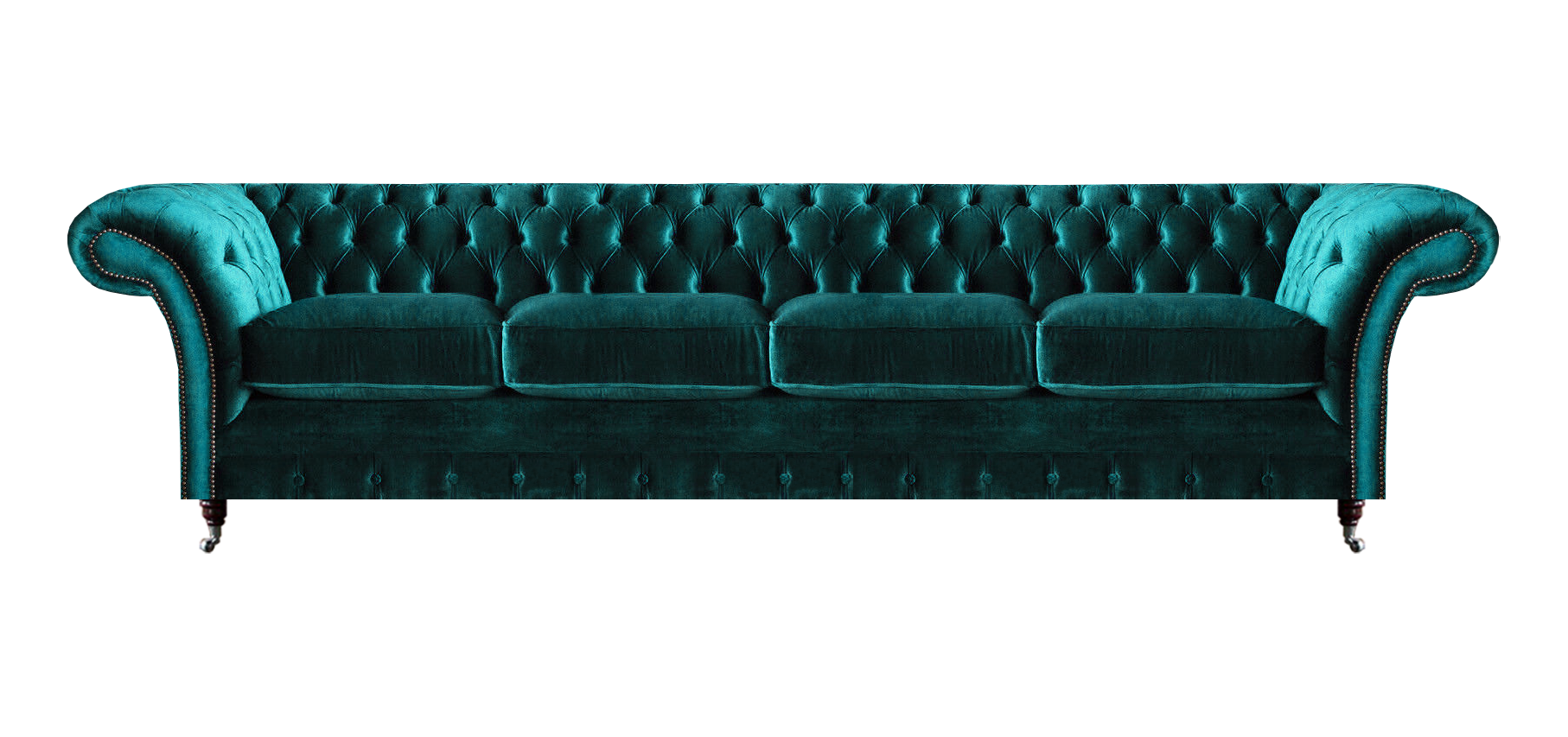Elegante Chesterfield Grüne Polstercouch Moderner Vieristzer Textilsofa