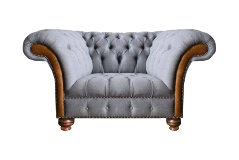 Hellgrauer Chesterfild Textilsessel Wohnzimmer Einsitzer Polstersessel