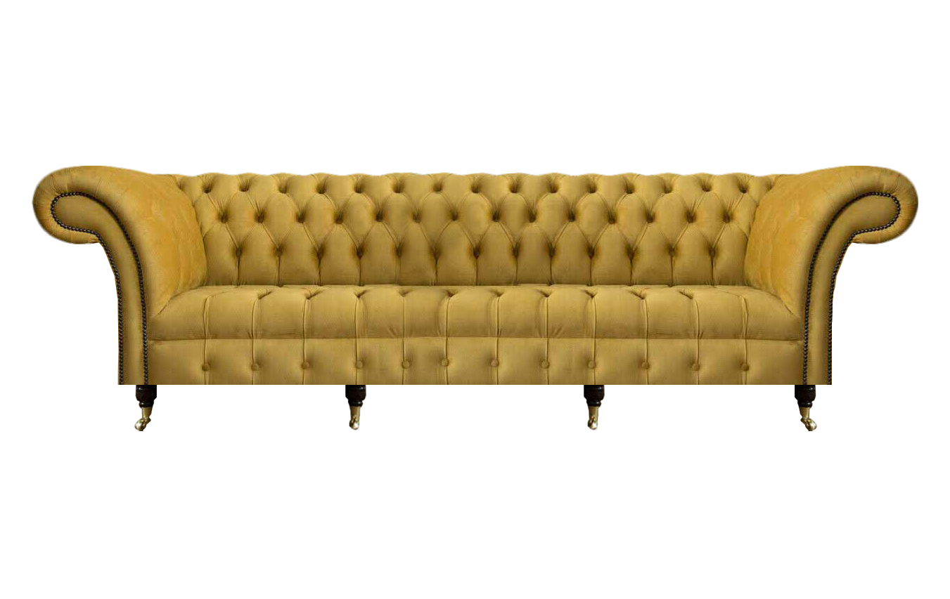 Gelbes Chesterfield Wohnzimmer Sofa Luxuriöser 4-Sitzer Polster Couch