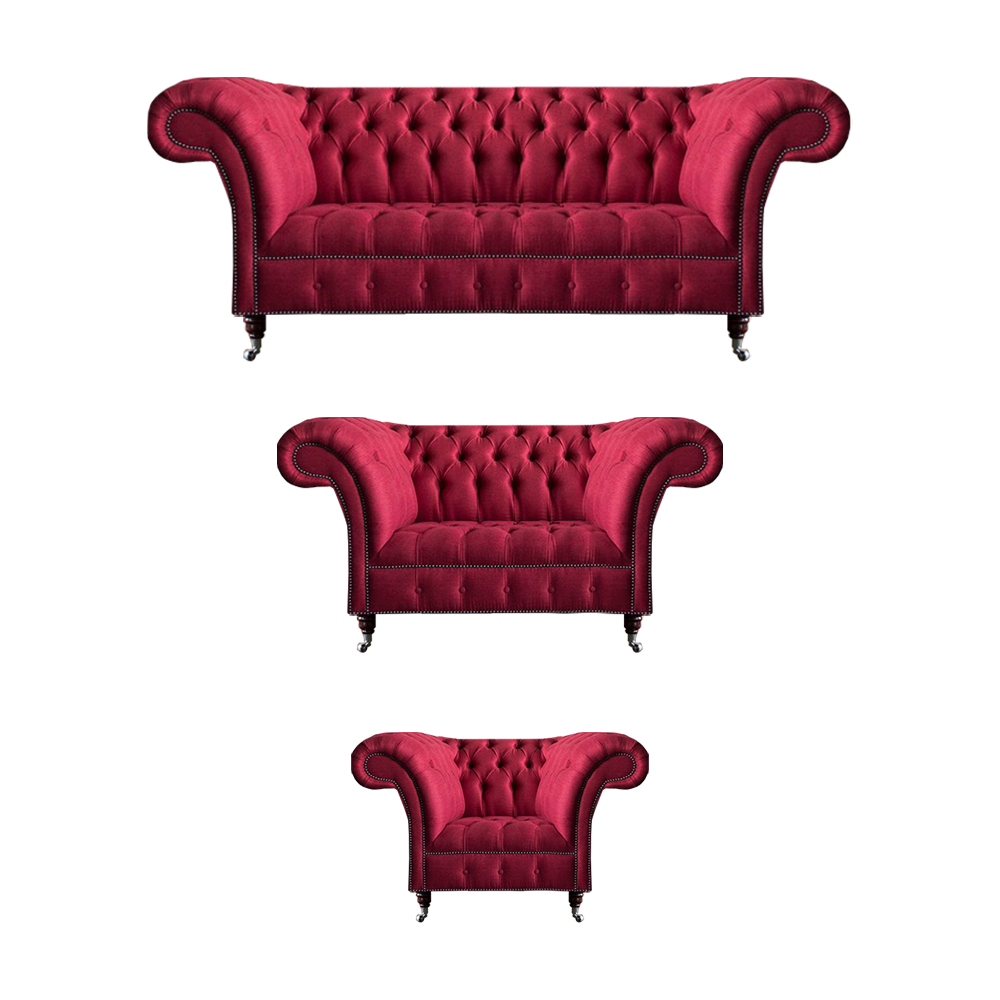 Edle Chesterfield Rosa Sitzgarnitur Wohnzimmer Designer Textil Couchen