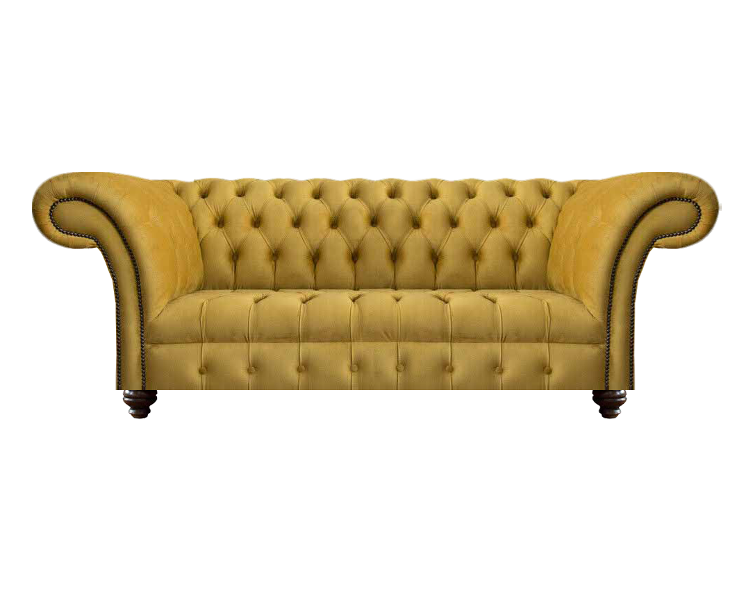 Moderne Chesterfield Gelbe 3-Sitzer Couch Edle Wohnzimmer Textil Sofas
