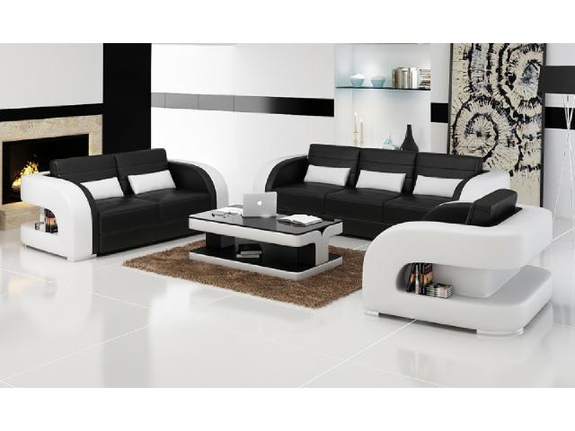 Sofagarnitur Ledersofa USB Sofa Couch Sofa Wohnlandschaft Garnituren 3+2+1 Neu