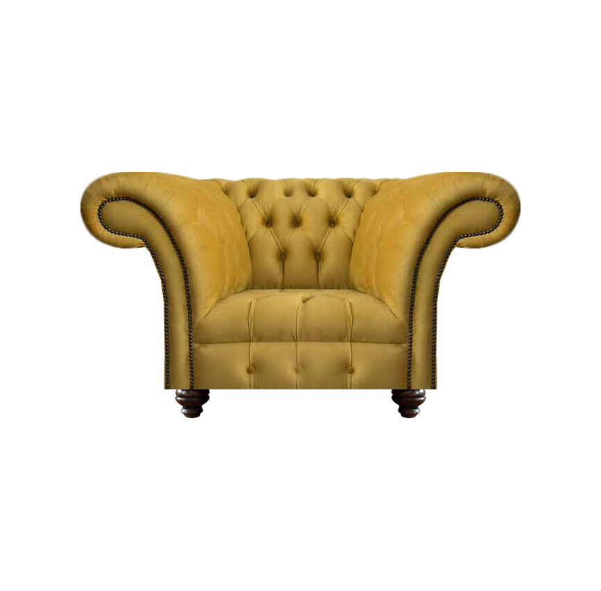 Gelber Chesterfield Lehnsessel Wohnzimmer Einsitzer Textil Edler Sessel