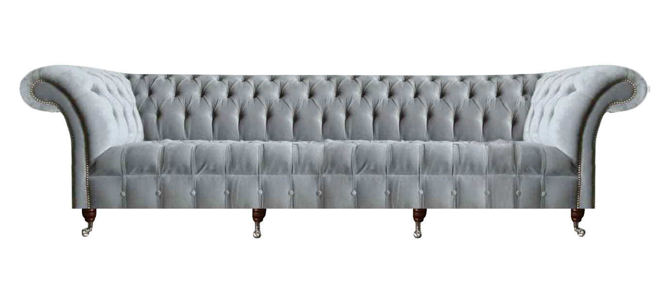 Hellgraue Chesterfield Viersitzer Couch Designer Polstersofas Edles Sofa