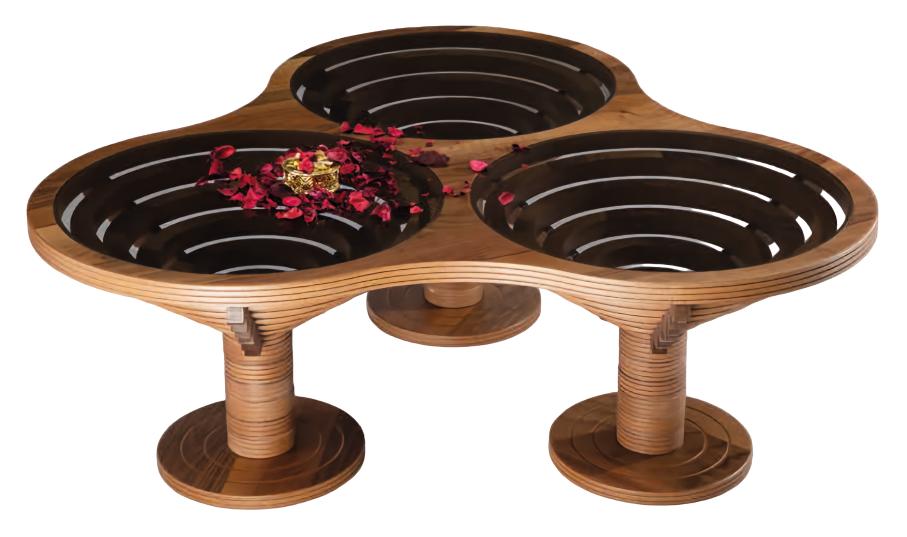 Couchtisch Original Wohnzimmertisch Kaffeetisch Dreieck Holz Braun