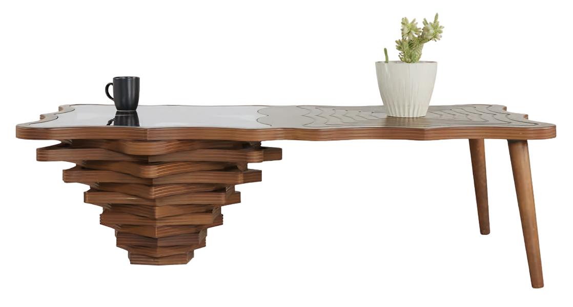 Wohnzimmertisch Couchtisch Freistehend Kaffeetisch Holz Braun Modern