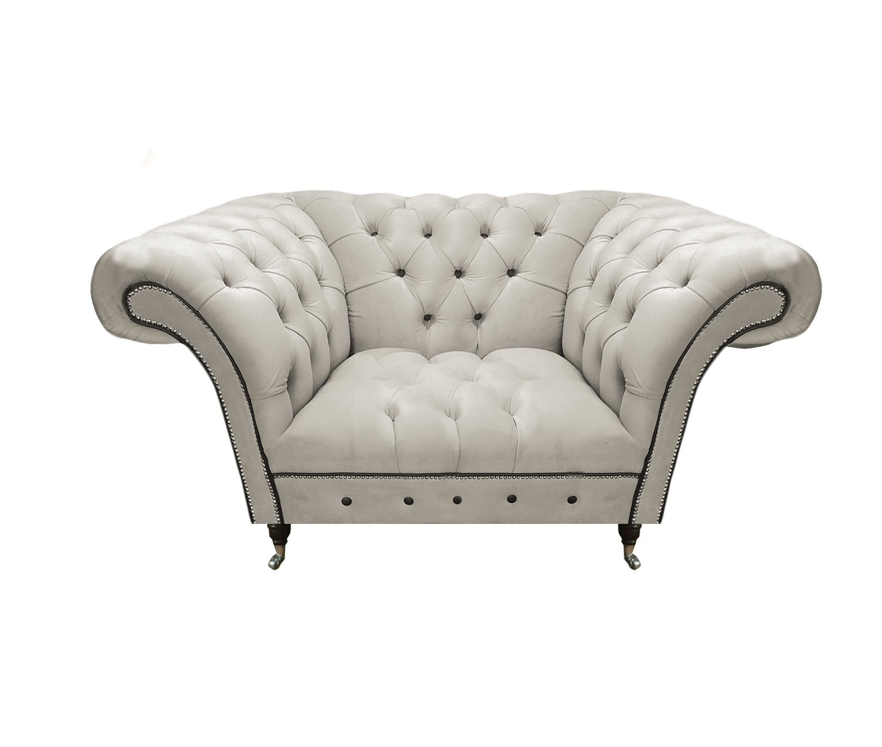 Chesterfield Weißer Ledersessel Kunstleder Einsitzer Wohnzimmer Möbel