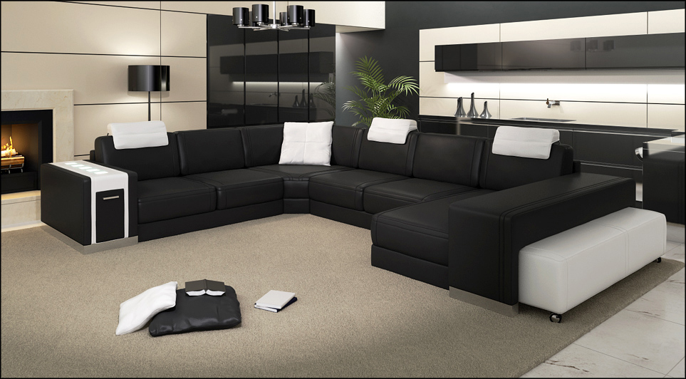 Wohnlandschaft Sofa Couch Polster Ecke XX Big Ecksofa Ledersofa Design PH3004