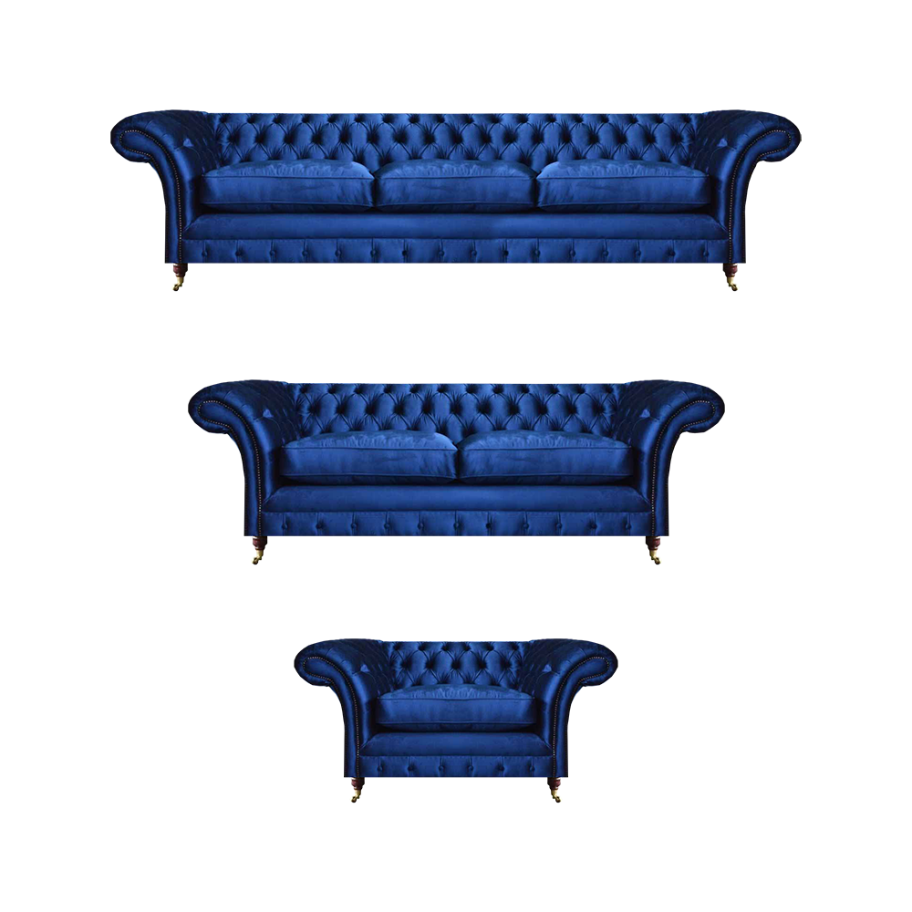 Wohnzimmer Sofagarnitur 3tlg Luxus Modern Komplett Sitzmöbel Textil Chesterfield