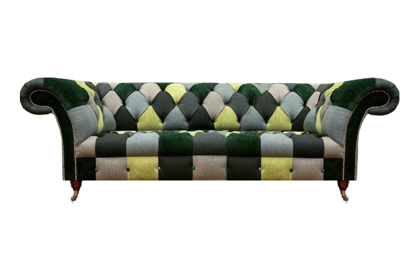 Dreisitzer Couch Einrichtung Sitzmöbel Polster Stoff Mehrfarbig Chesterfield