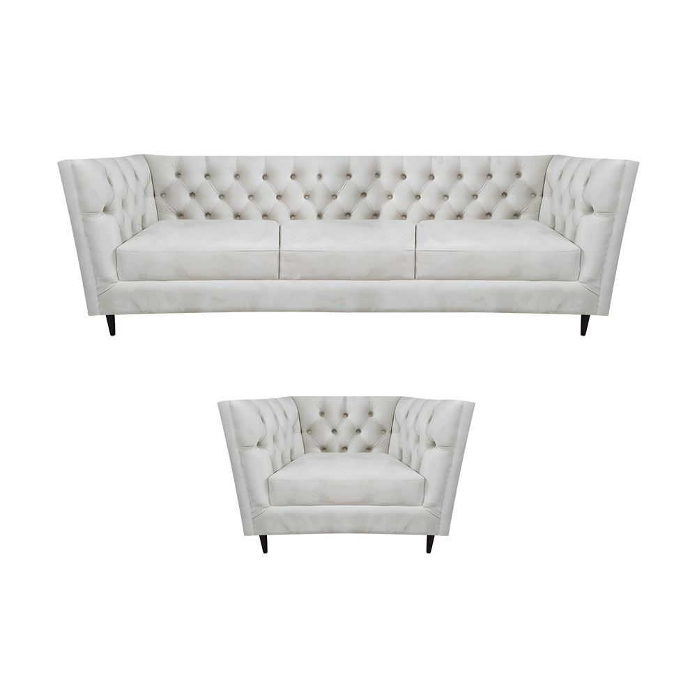 Weiß Sofa Dreisitze Couch Design Leder Sessel Polstermöbel Chesterfield