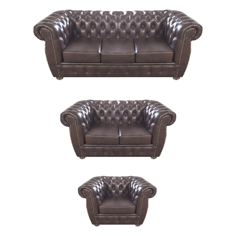 Chesterfield Komplett Set 3tlg Wohnzimmer Sofagarnitur Braun Sofas Einrichtung