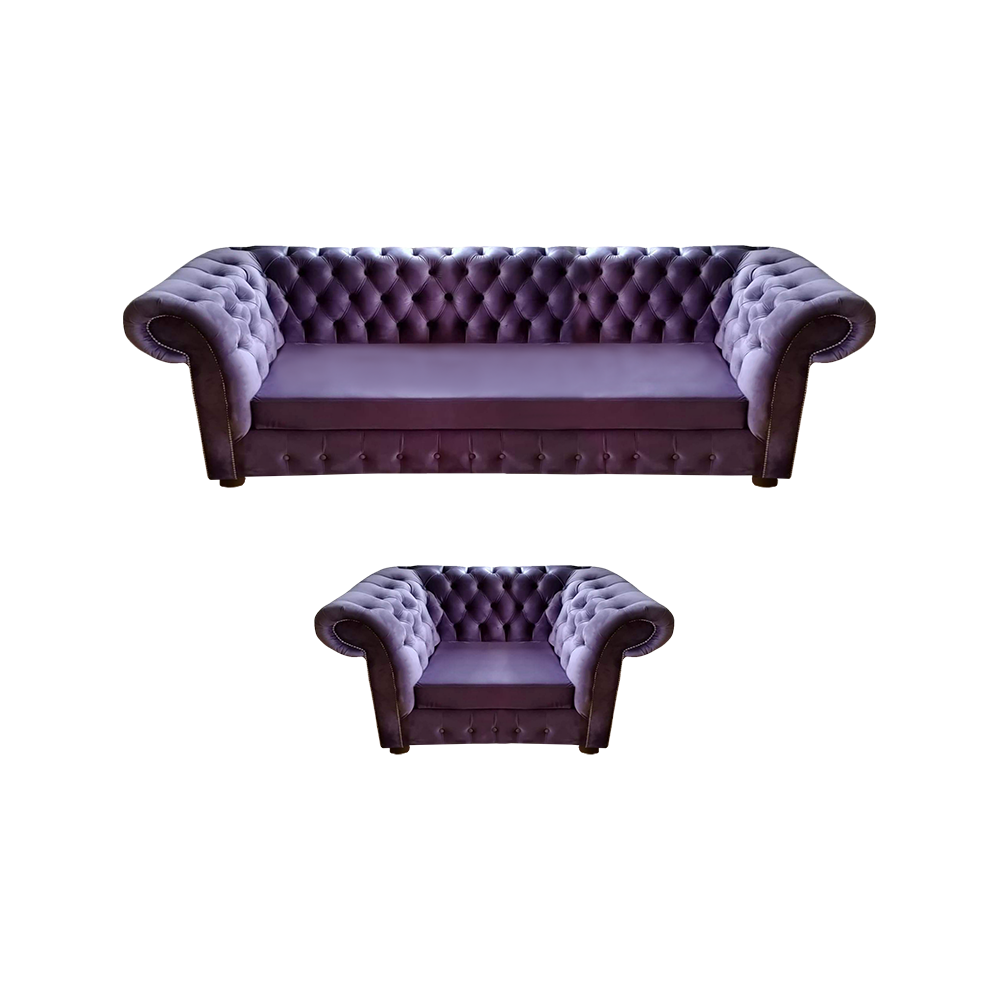 Lila Wohnzimmer Komplett Modern Chesterfield Sofa Dreisitze Couch Sessel Neu