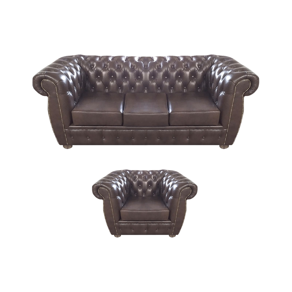 Braun Sofa Dreisitze Couch Chesterfield Leder Sessel Neu Möbel Sitz Wohnzimmer