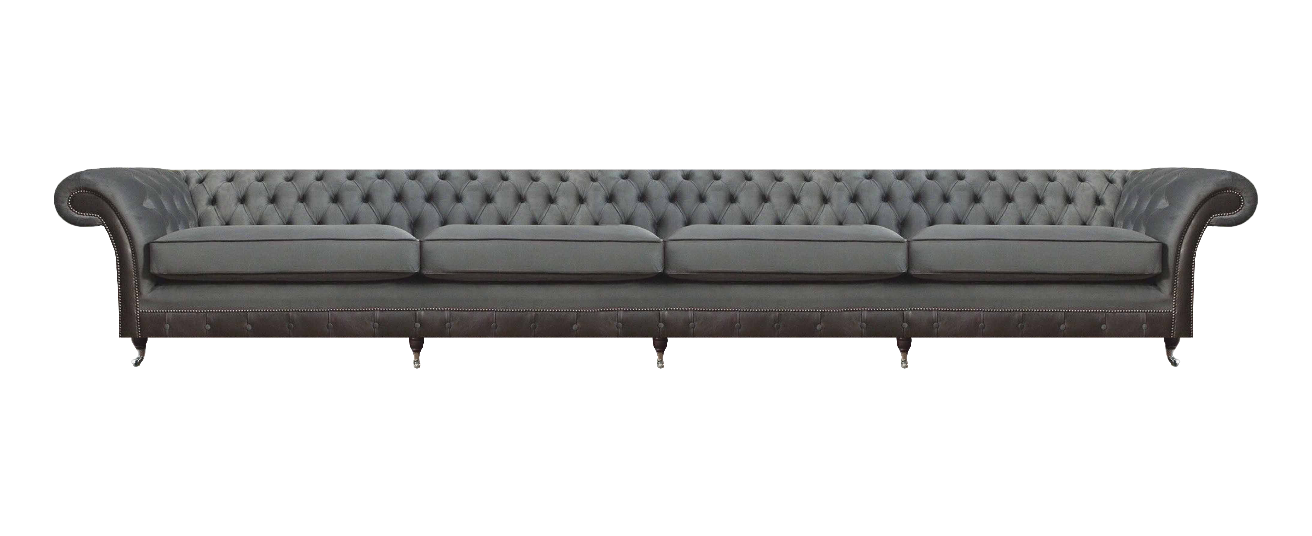 Chesterfield Grau Sofa Viersitzer Couch Polstermöbel Designer Wohnzimmer