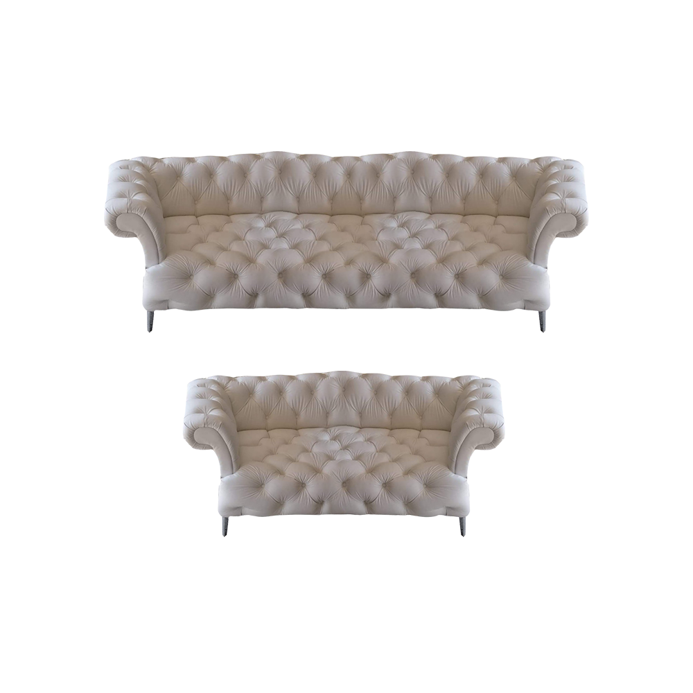 Polstermöbel Weiß Ledersofa 2x Sofas Neu Chesterfield Modern Design Einrichtung