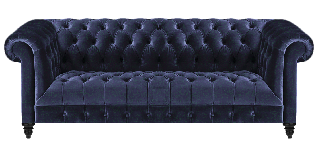 Wohnzimmer Sofa Dreisitze Couch Polstermöbel Blau Textil Chesterfield