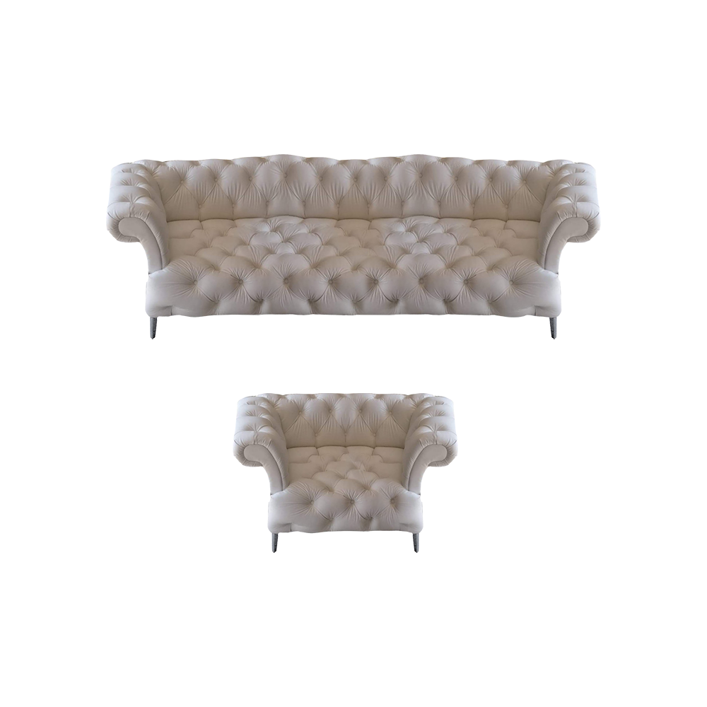 Weiß Sofagarnitur Wohnzimmer Chesterfield Sofa Dreisitze Couch Sessel Neu