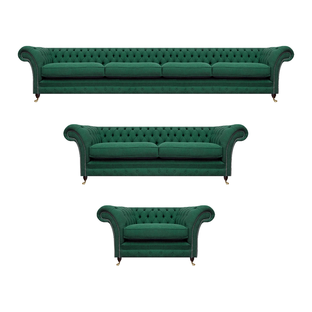 Polstermöbel Chesterfield Grün Sofagarnitur 3tlg Wohnzimmer Komplett Möbel