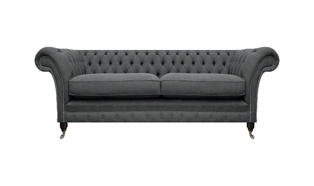 Chesterfield Wohnzimmer Sofa Zweisitzer Couch Grau Luxus Polstermöbel