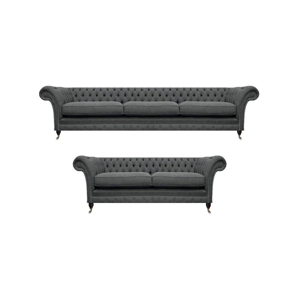 Wohnzimmer Grau Komplett Sofas Luxus Chesterfield Sofagarnitur Textil Möbel